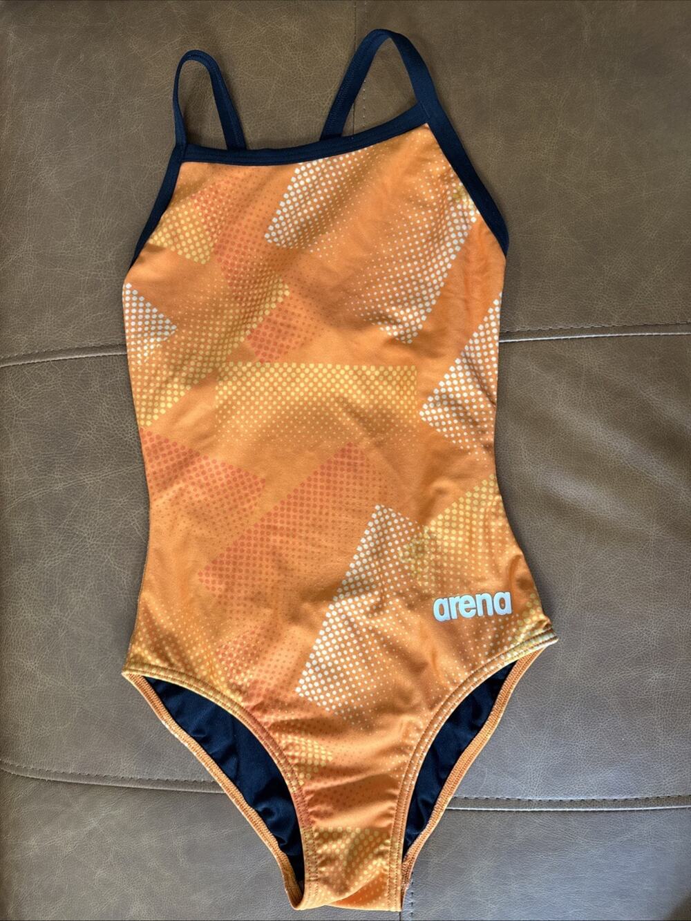 Arena Women's Orange One Piece Swimsuit Half Tone Light Drop Back Size 28